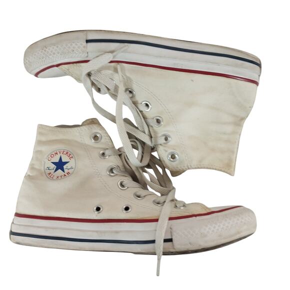 CONVERSE! CLASSIC CHUCK TAYLOR ALL STAR WHITE CANVAS/RUBBER HIGH TOPS! SZ 6 - Picture 1 of 10